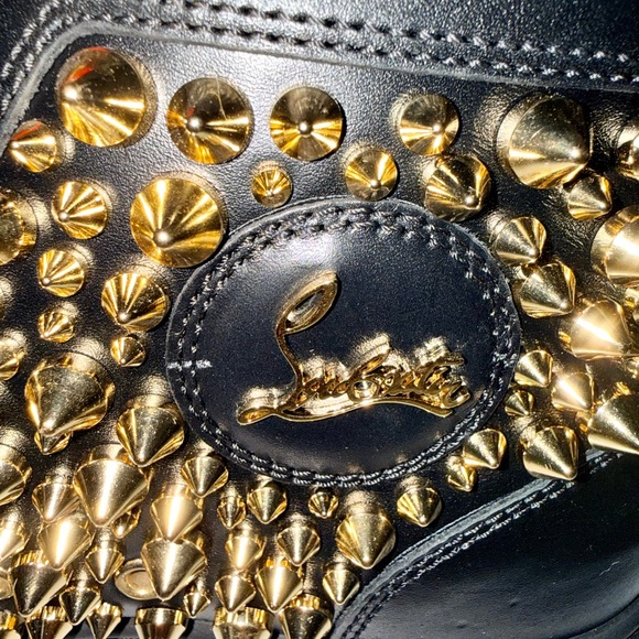Christian Louboutin Louis Orlato Black and Gold Studded Sneakers s EU 41 US 10 - Picture 6 of 13